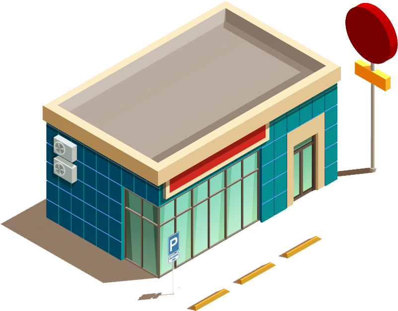 Isometric illustration of a store